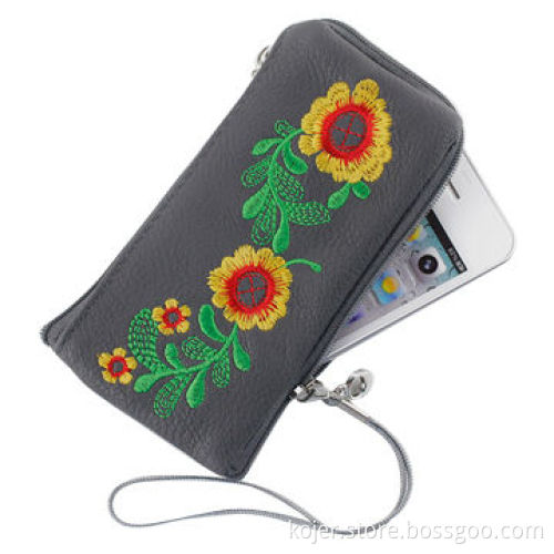 Leather Pouch for iPhone, with Quality Zipper Slider and Lanyard, Comes in Black